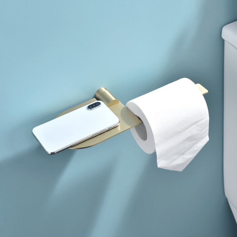 Бумагодержатель с полочкой для телефона RAGLO R300.03.03 (золотой сатин) R300.03.03 Бумагодержатель с полочкой для телефона RAGLO R300.03.03 (золотой сатин) R300.03.03