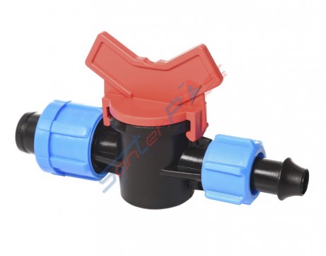 Шаровый кран SL-004 стартовый для капельной ленты с поджимом без резинового уплотнения OV0217 