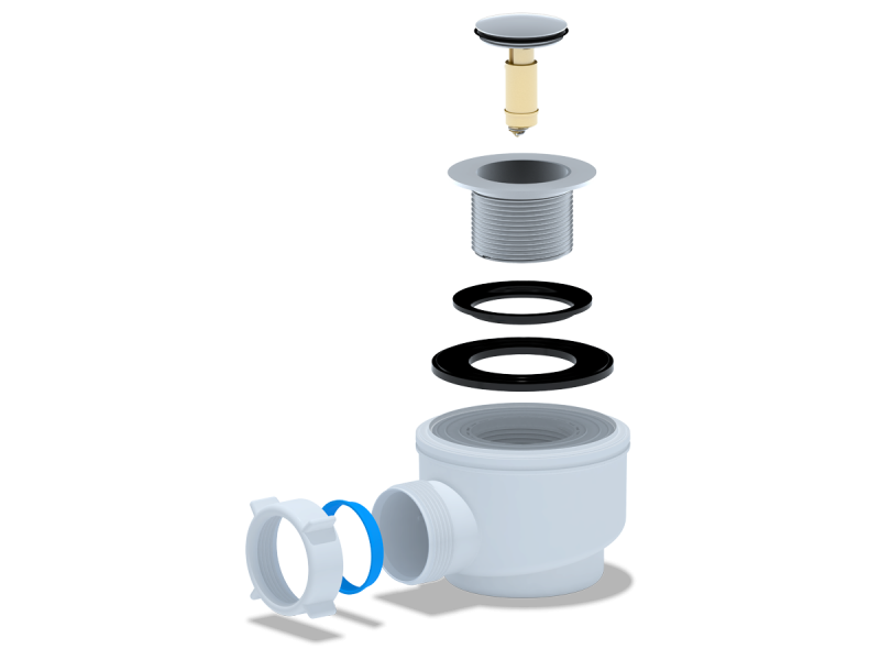 Е450CL Сифон АНИ для душевого поддона 1 1/2"*50/60 мм*40 h 59мм, клик- клак(грибок-сетка) 